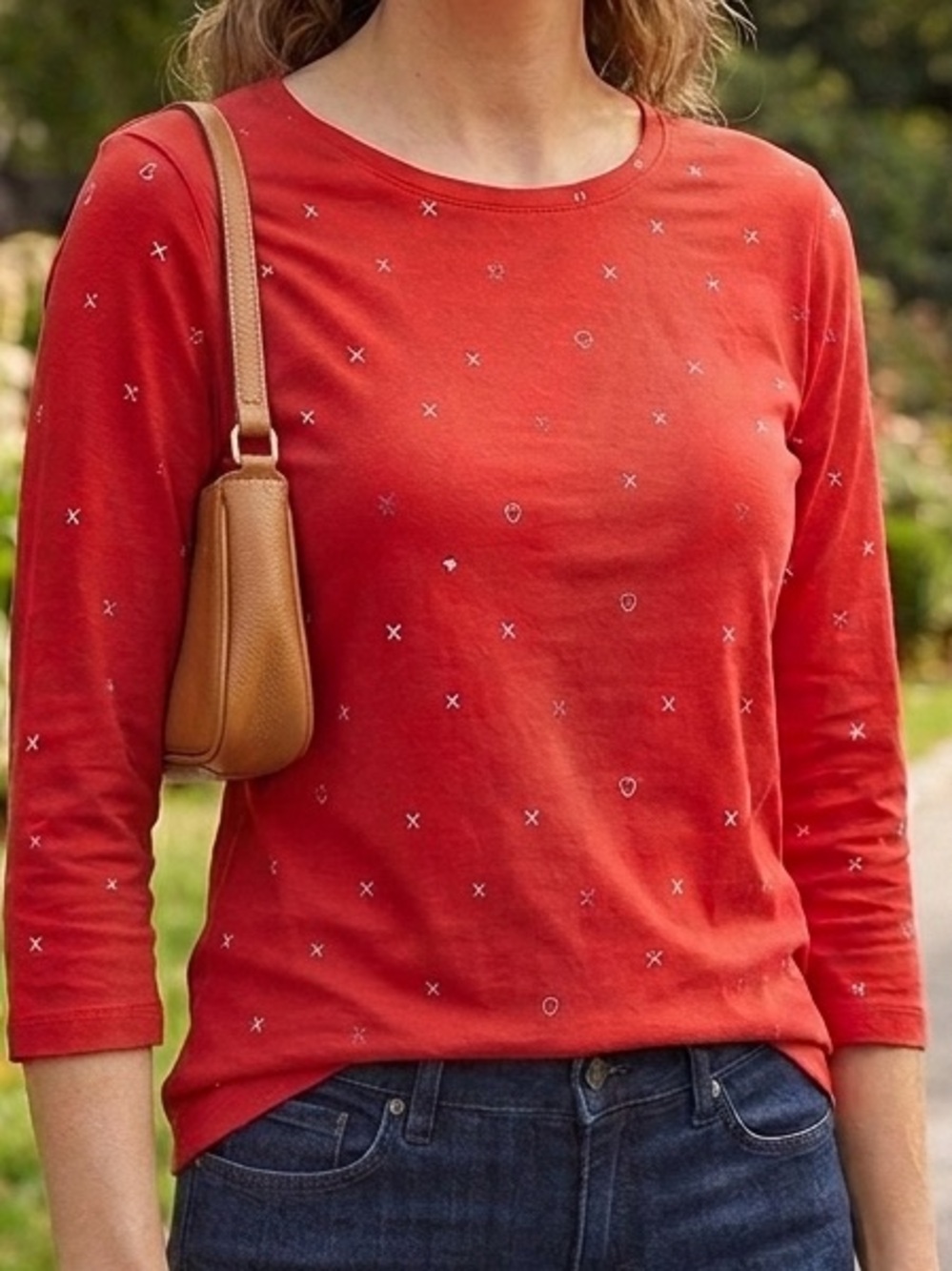 Red XOXO Heart Print 100% Cotton Top Christopher&Banks L Dopamine Dressing